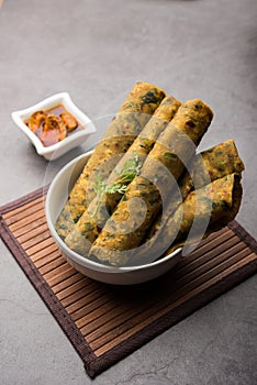 Palak paratha or Spinach flatbreadÂ is a Popular Indian breakfast menu